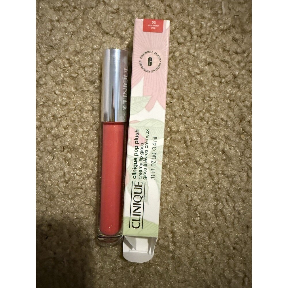 New Clinique Pop Plush Creamy Lip Gloss 05 Rosewater Pop- Size 0.11 Oz. / 3.4mL